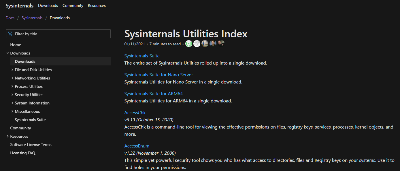 sysinternals-index